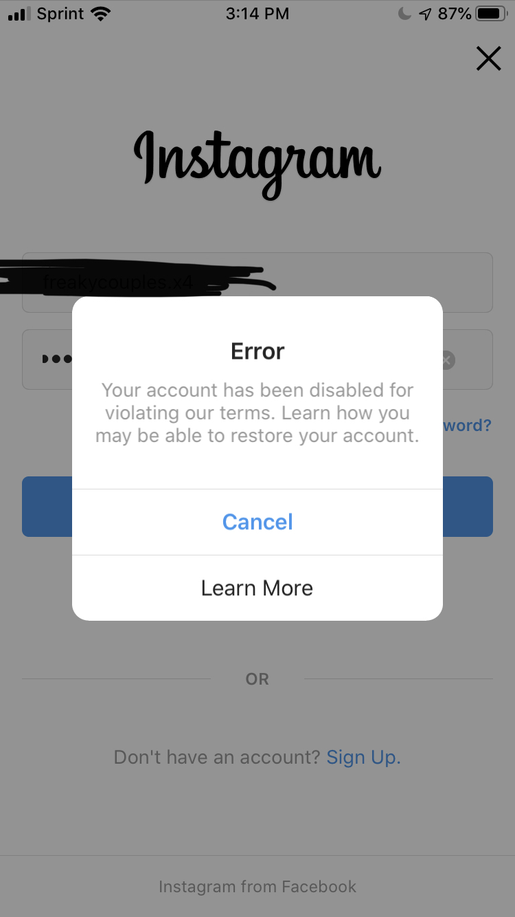 Instagram disabled my account